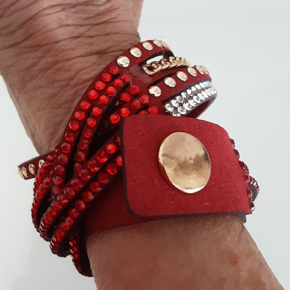Sparkly Blood Red Wrap Around Bracelet - Picture 3 of 3